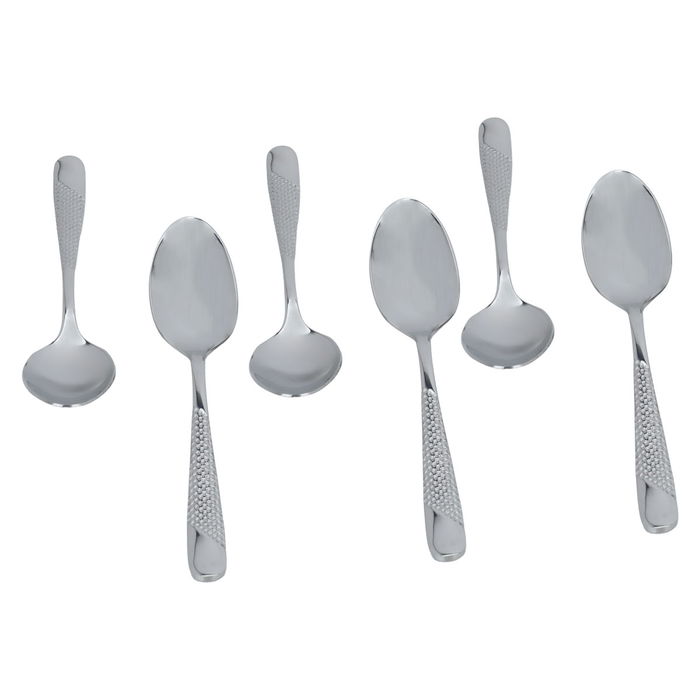 Embossed silver tea spoon set 6 pieces image 2