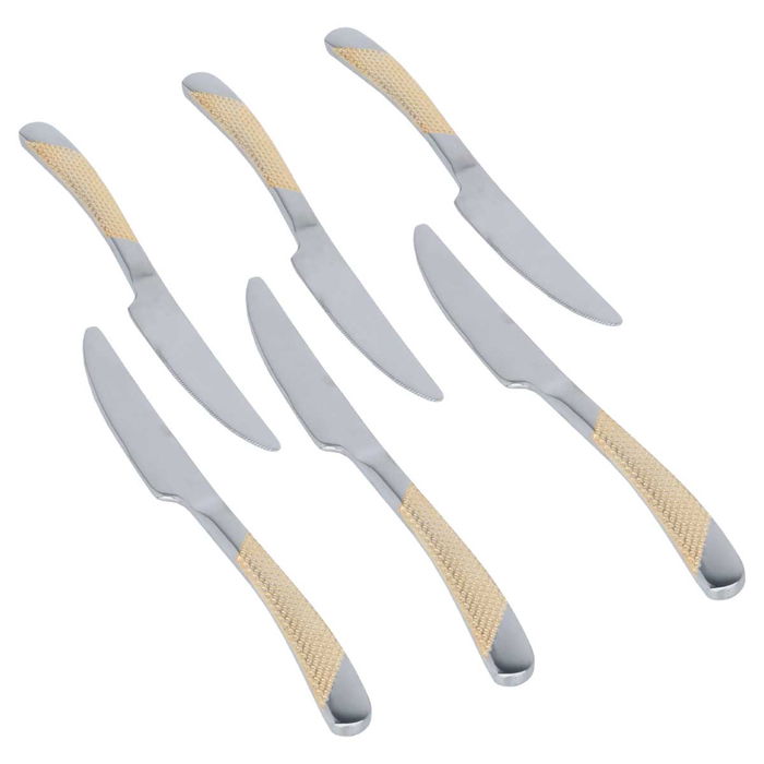 Silver Knife Set Gold Pattern Steel 6 Pieces image 2