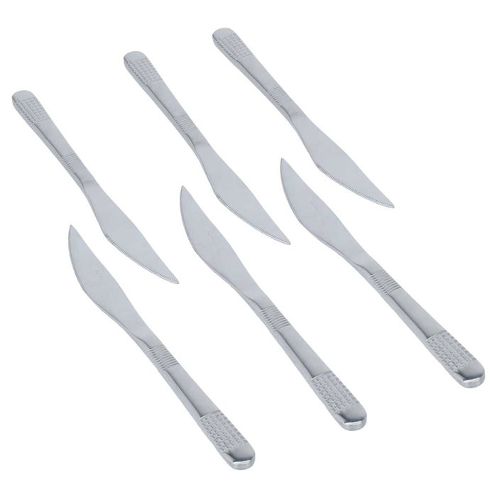 Embossed silver steel knife set 6 pieces image 2