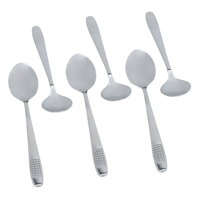 Embossed silver tea spoon set 6 pieces image 2