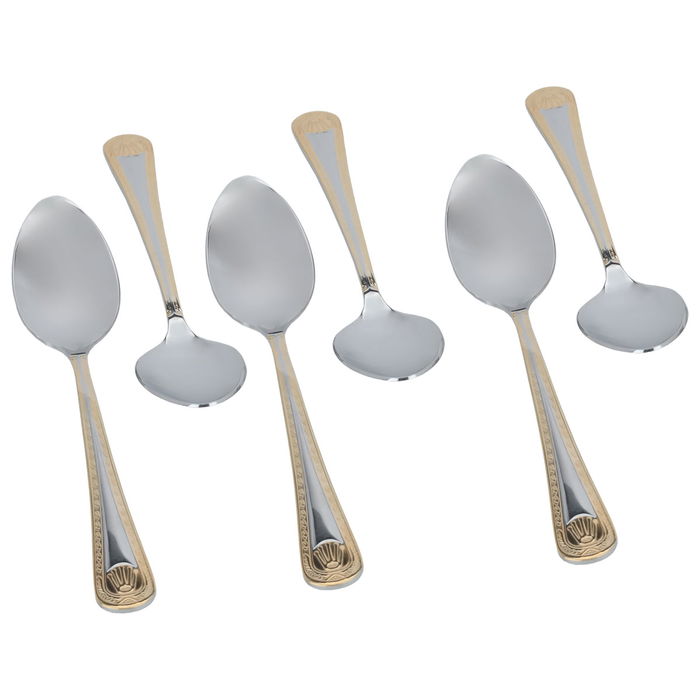 Silver Eating Spoon Set Gold Pattern 6 Pieces image 2