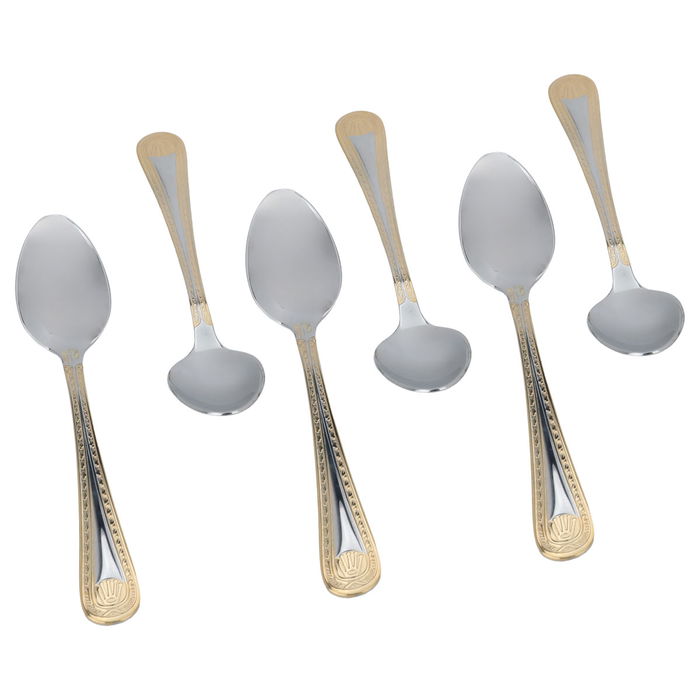 Gold engraving teaspoon set 6 pieces image 2