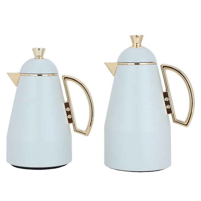 Ruwayda thermos set, light gray and golden handle, two pieces image 1