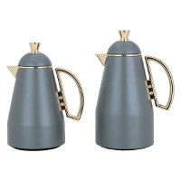 Ruwaida dark gray thermos set with golden handle, two pieces product image