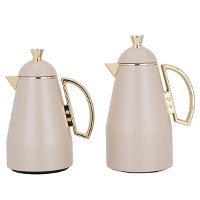 Ruwayda thermos set, light brown, golden handle, two pieces product image