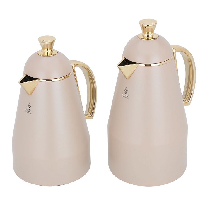 Ruwayda thermos set, light brown, golden handle, two pieces image 2