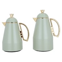 Ruwaida Green Willow Leaves Thermos Set, Golden Handle, 2 pieces product image