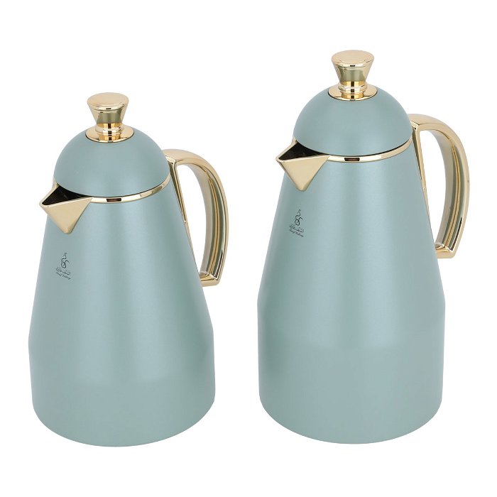 Ruwayda light green thermos set with golden handle, two pieces image 2