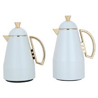 Ruwaida thermos set, white and golden handle, two pieces product image