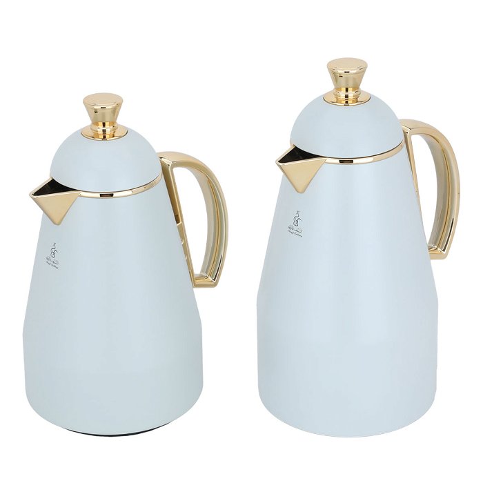 Ruwaida thermos set, white and golden handle, two pieces image 2