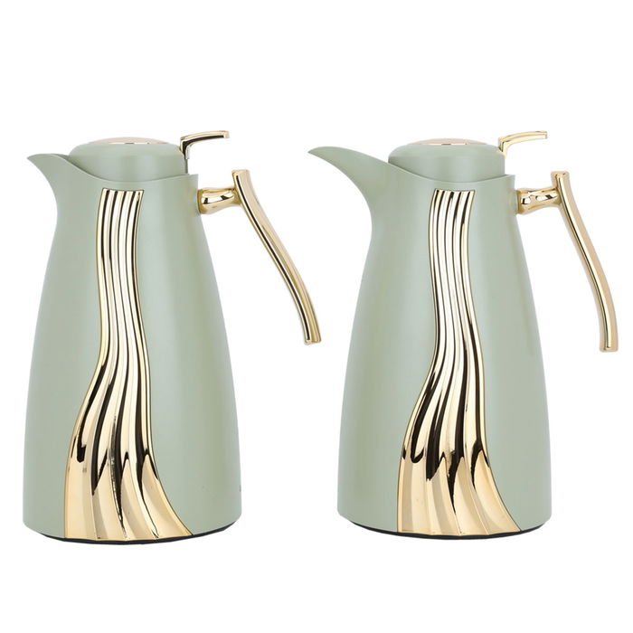 Karma Green Willow Leaves Thermos Set in Gold, 2 pieces image 1