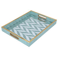 Rectangular raft mirrors light green pattern with gold product image