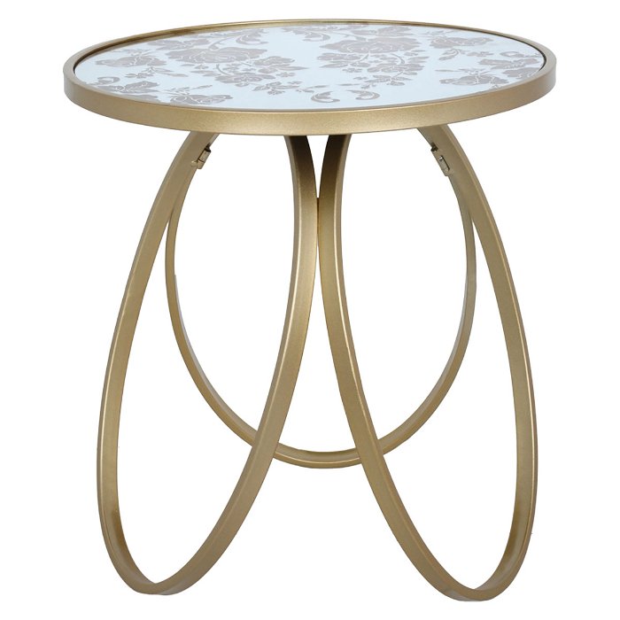 طاولة دائري مرايا نقش مشجر بذهبي بأرجل بيضاوي image 1