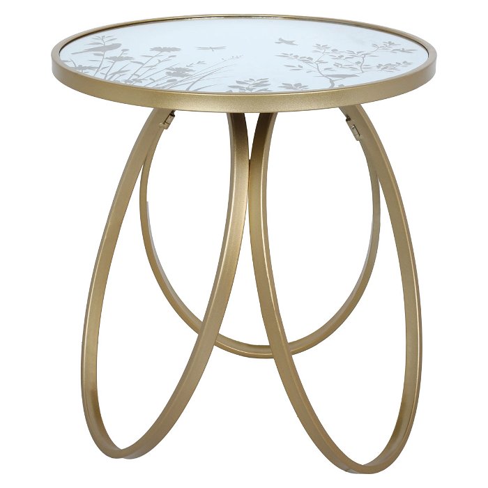طاولة دائري مرايا نقش مشجر بذهبي بأرجل بيضاوي image 1