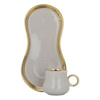 A set of gilded cappuccino ceramic coffee cups and saucers, 12 pieces product image