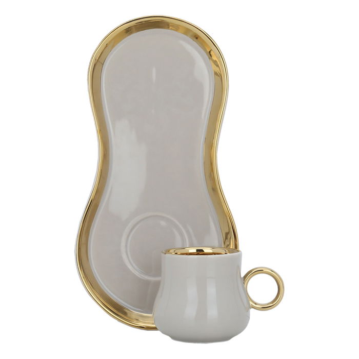 A set of gilded cappuccino ceramic coffee cups and saucers, 12 pieces image 1