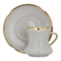 A set of gold cappuccino ceramic coffee cups and saucers, 12 pieces product image