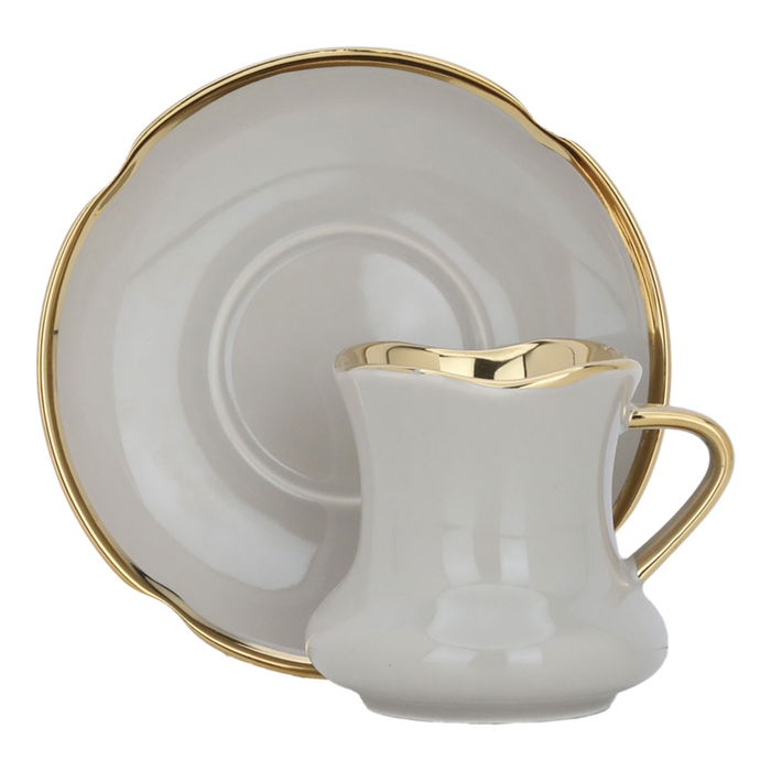 A set of gold cappuccino ceramic coffee cups and saucers, 12 pieces image 1