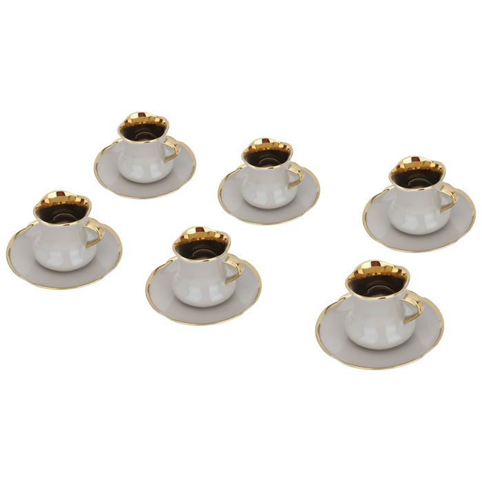 A set of gold cappuccino ceramic coffee cups and saucers, 12 pieces image 2