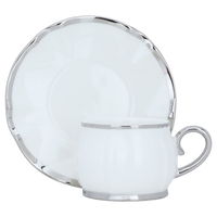 Rose white and silver ceramic coffee cups and saucer set, 12 pieces product image