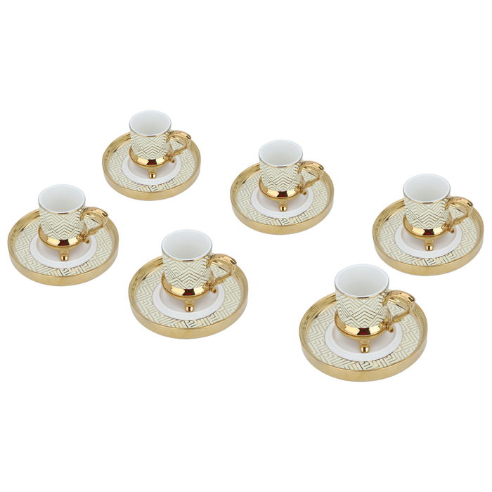 A set of cream and gold ceramic coffee cups and saucers, 12 pieces image 2