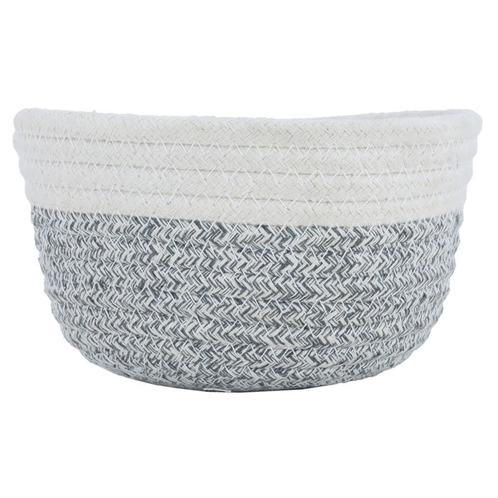 Small Vietnamese Grey White Round Wicker Pot image 2