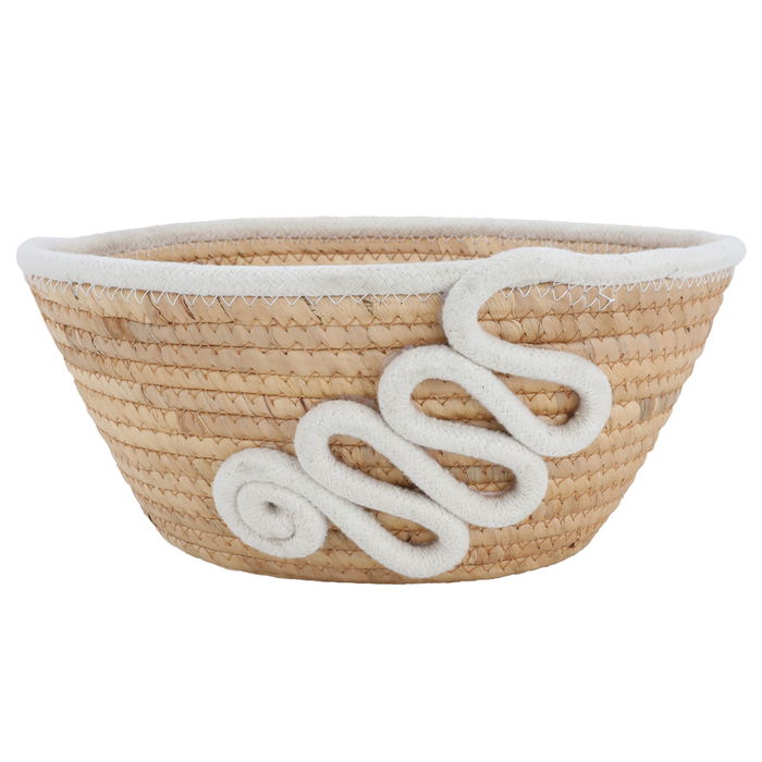 Brown Wicker Bowl with Vietnamese White image 2