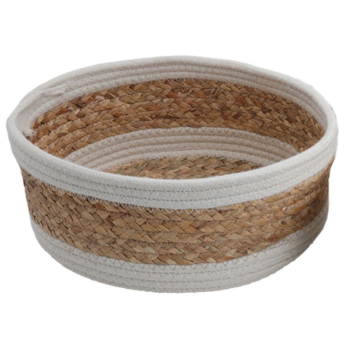 Beige White Round Cotton Basket Set 3 Pieces image 2