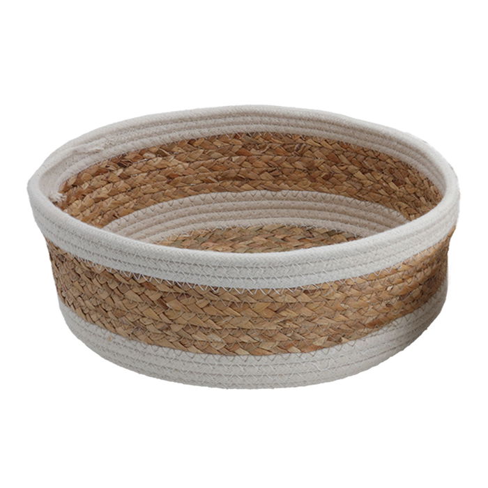 Beige White Round Cotton Basket Set 3 Pieces image 4