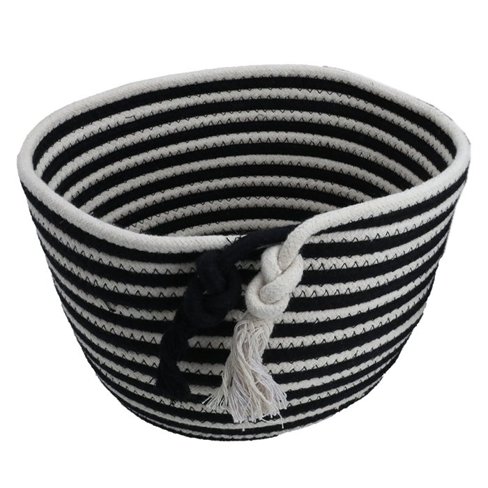 Black stripes circular cotton baskets set of 3 pieces image 2