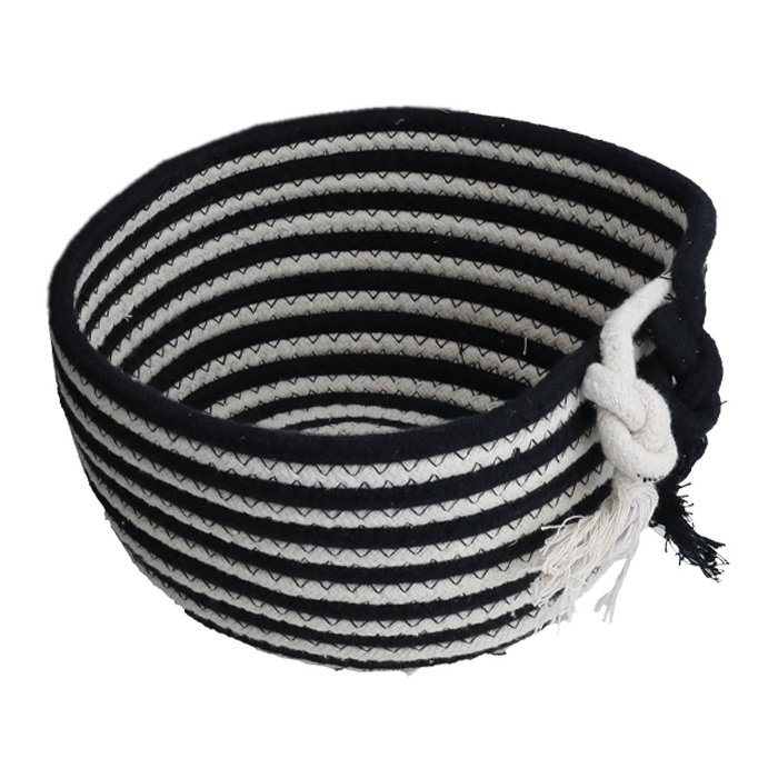 Black stripes circular cotton baskets set of 3 pieces image 3