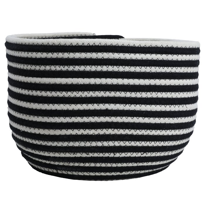 Black stripes circular cotton baskets set of 3 pieces image 4