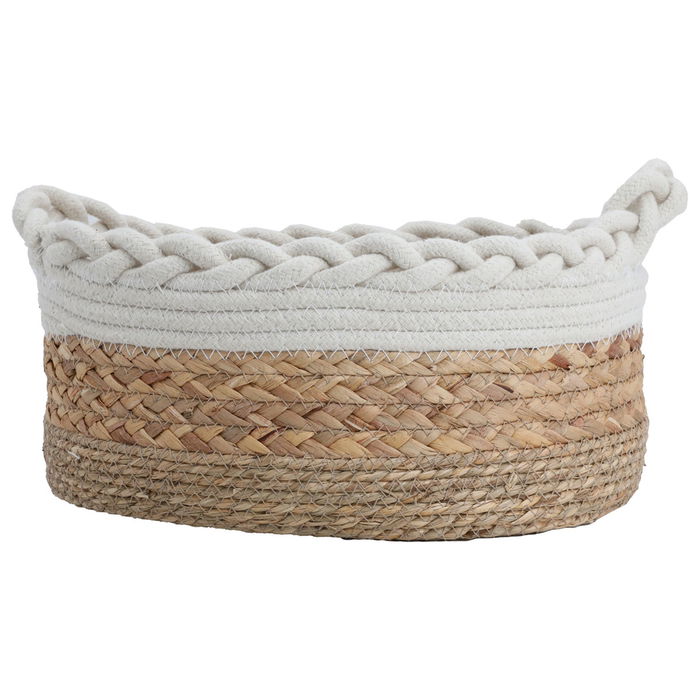 Brown and white round cotton basket set with handle 3 pieces image 3