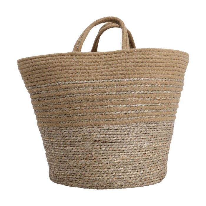 Brown round cotton basket set with handle 3 pieces image 2