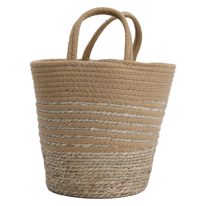 Brown round cotton basket set with handle 3 pieces image 3