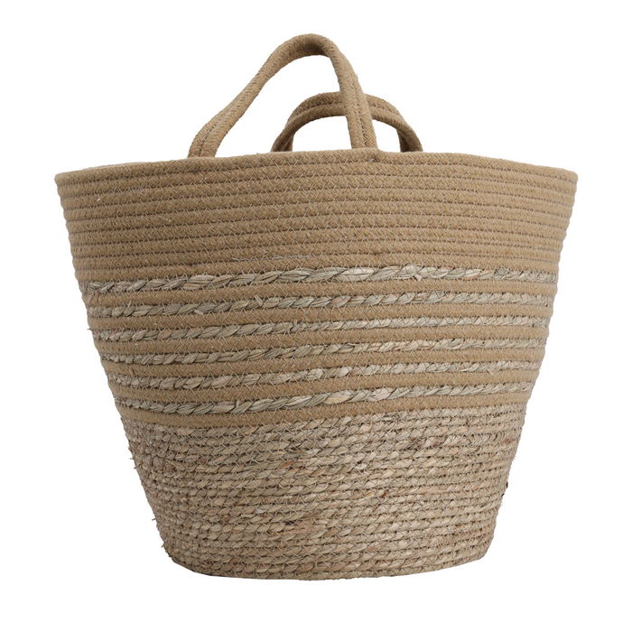 Brown round cotton basket set with handle 3 pieces image 4