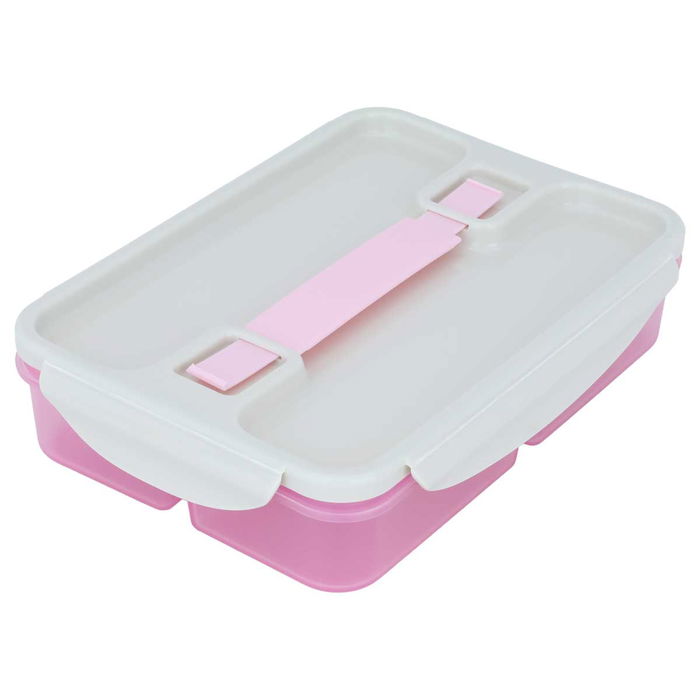 Lunch Box Rectangle Pink Divided With Lid 4 Digits 1 Liter image 1