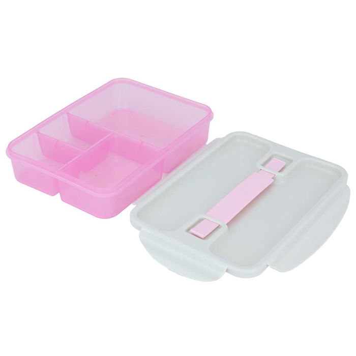 Lunch Box Rectangle Pink Divided With Lid 4 Digits 1 Liter image 2