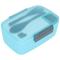 Blue rectangular lunch box with spoon and can 880 ml product image