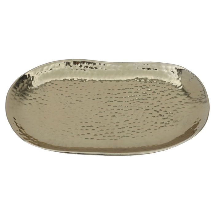 Large golden oval steel serving dish image 1