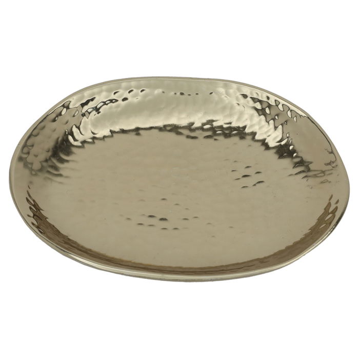 Small golden oval steel serving dish image 1