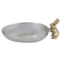 Medium golden rabbit oval steel serving plate product image