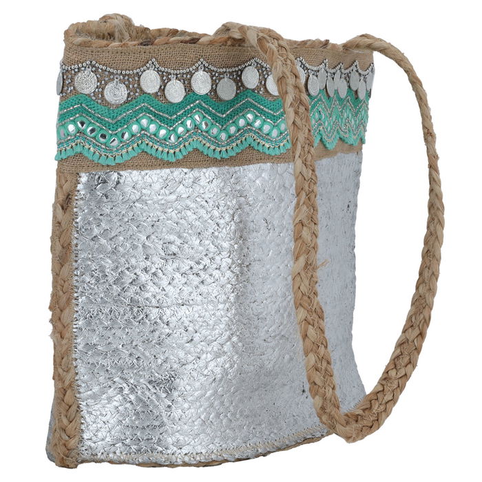 Thermos bag with a silver pattern with a handle image 2