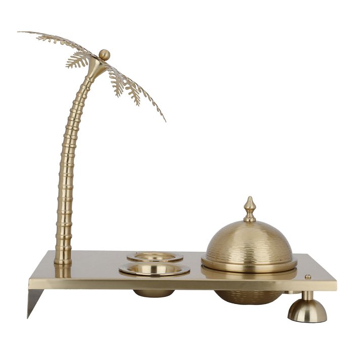 Tamriya set with a stainless steel plate with a golden stand image 1