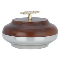 Silver steel Date bowl with a large wooden lid product image