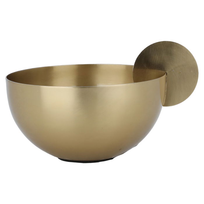 Round steel bowl with small golden handle image 1