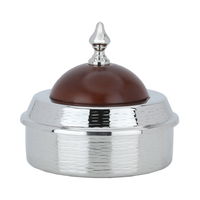 Silver round steel Date container with a wooden lid product image