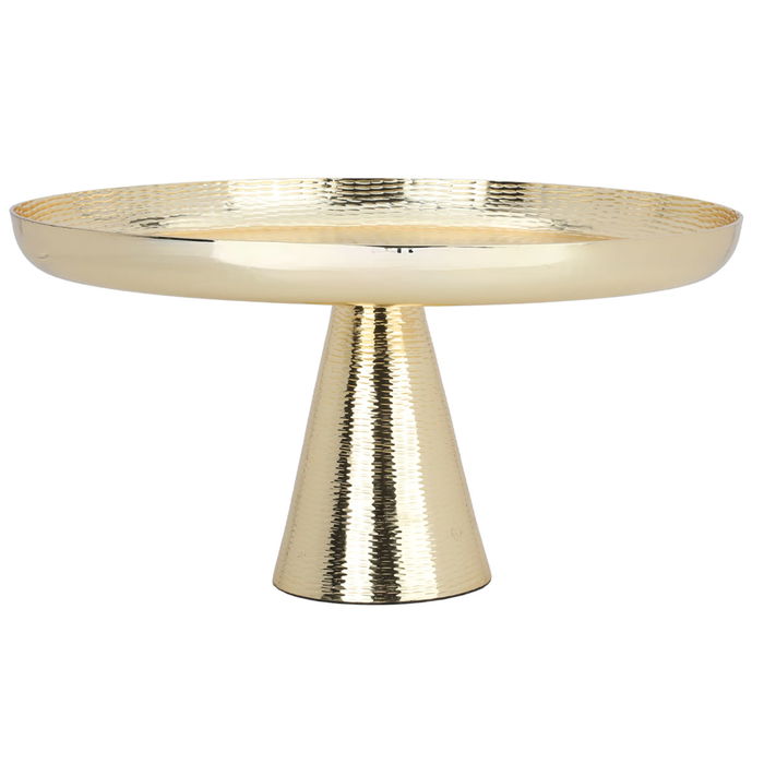 Round serving stand with a large golden base image 1