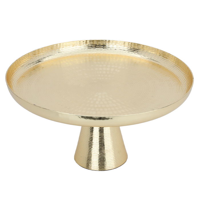 Round serving stand with a large golden base image 2