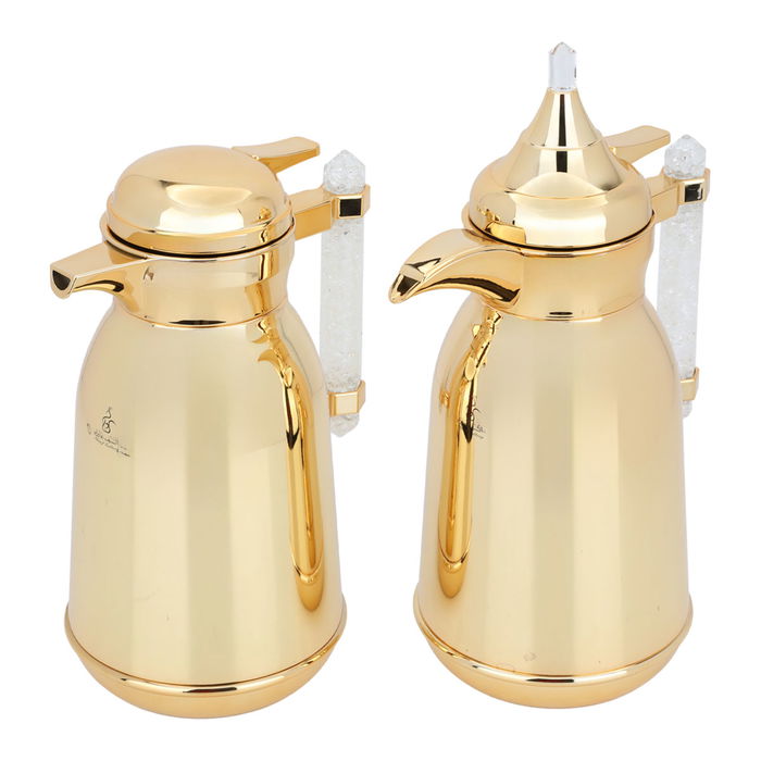 A golden thermos set with a crystal handle, two pieces image 2